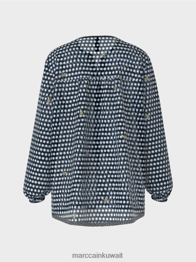 Marc Cain بلوزة من الفيسكوز مع نقش نقط ونحلة LVN0D6989 ملابس أسود