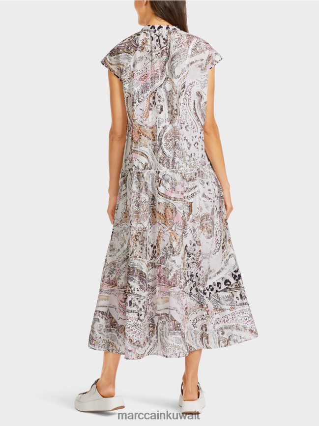 Marc Cain فستان بطبقات غير متماثلة LVN0D698 ملابس أبيض مصفر