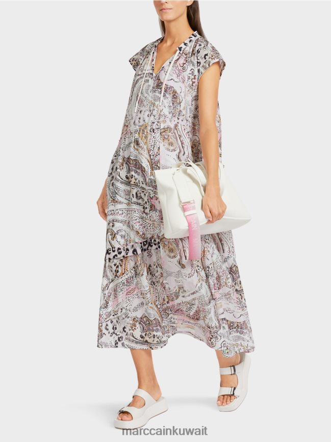 Marc Cain فستان بطبقات غير متماثلة LVN0D698 ملابس أبيض مصفر