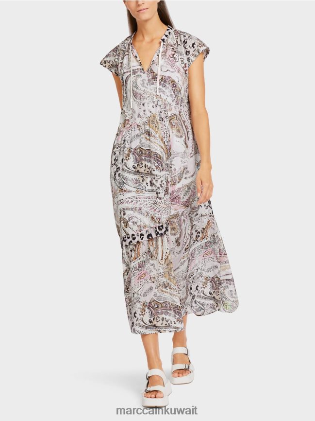 Marc Cain فستان بطبقات غير متماثلة LVN0D698 ملابس أبيض مصفر