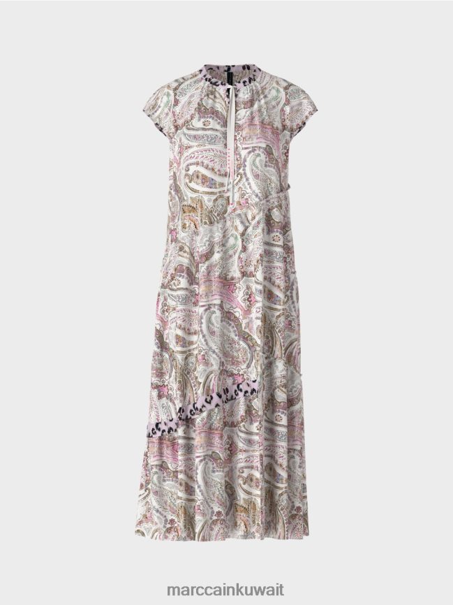 Marc Cain فستان بطبقات غير متماثلة LVN0D698 ملابس أبيض مصفر