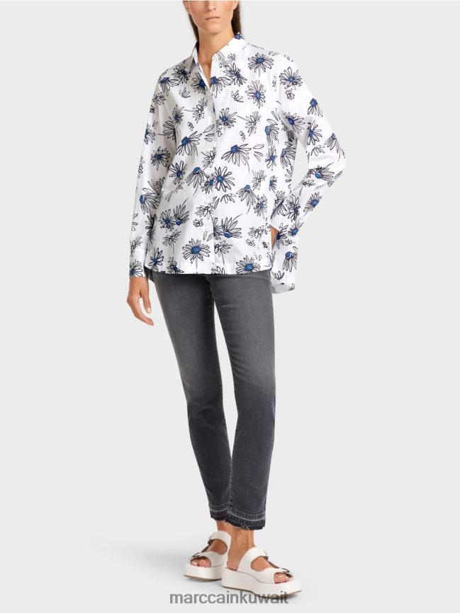 Marc Cain بلوزة زهرية "إعادة التفكير معًا". LVN0D6990 ملابس أبيض