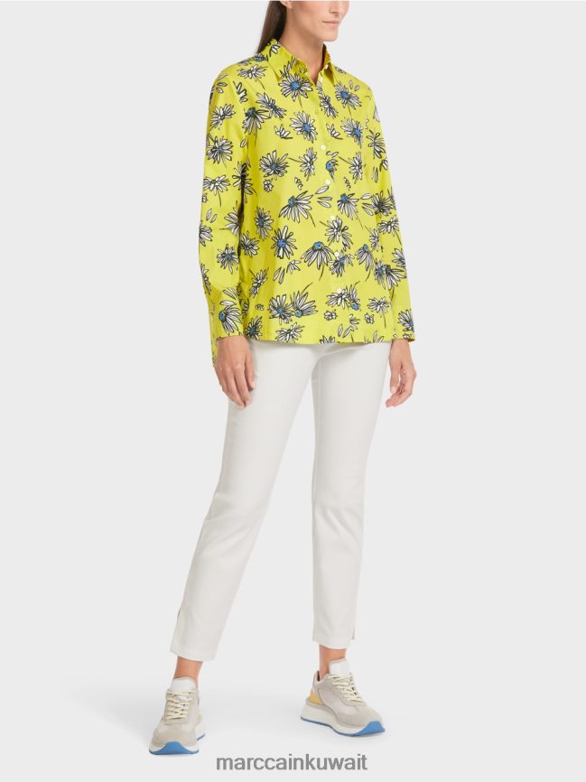 Marc Cain بلوزة زهرية "إعادة التفكير معًا". LVN0D6991 ملابس الكبريت الأخضر