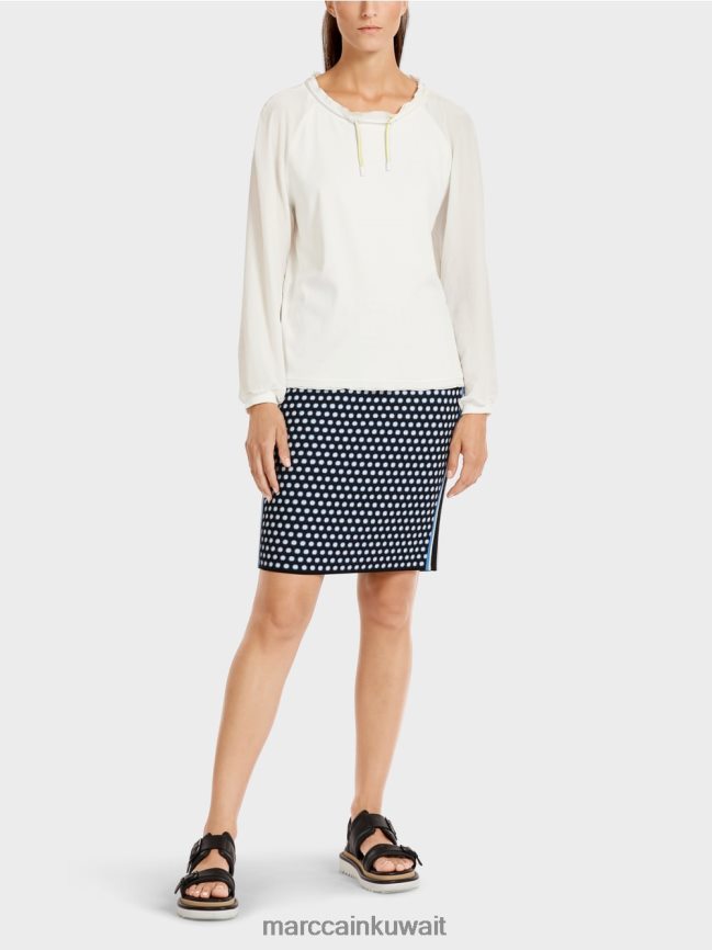 Marc Cain بلوزة على شكل بلوزة مع مزيج من المواد LVN0D6992 ملابس أبيض مصفر