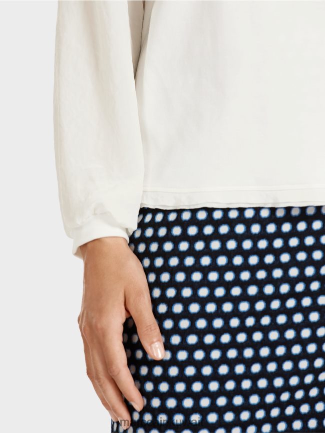 Marc Cain بلوزة على شكل بلوزة مع مزيج من المواد LVN0D6992 ملابس أبيض مصفر