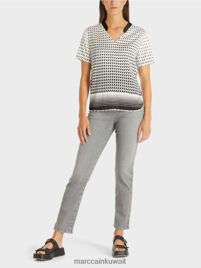 Marc Cain قميص بلوزة مع مزيج النمط LVN0D6994 ملابس وردي شفاف جديد