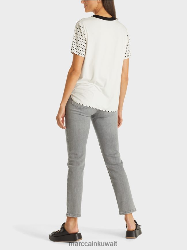 Marc Cain قميص بلوزة مع مزيج النمط LVN0D6994 ملابس وردي شفاف جديد