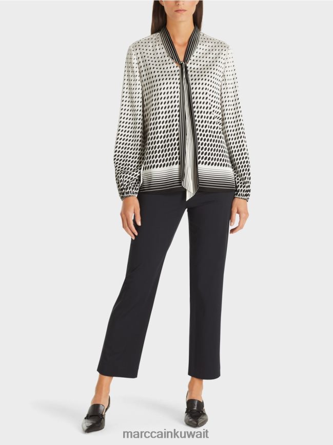 Marc Cain بلوزة مع مزيج من الأنماط LVN0D6996 ملابس وردي شفاف جديد