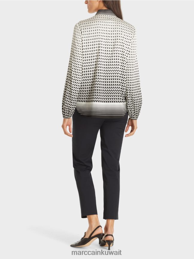 Marc Cain بلوزة مع مزيج من الأنماط LVN0D6996 ملابس وردي شفاف جديد