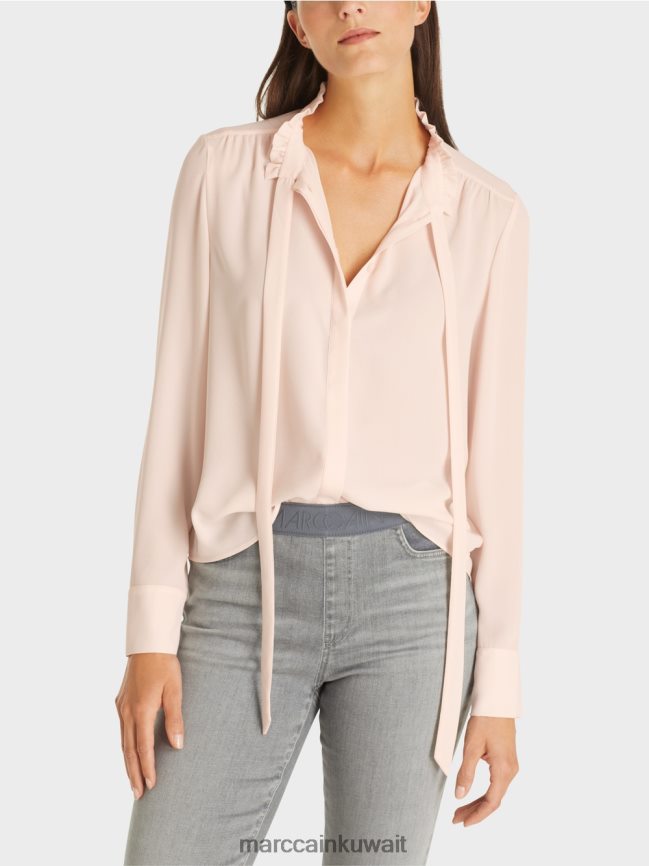 Marc Cain بلوزة متدفقة LVN0D6997 ملابس وردي شفاف جديد
