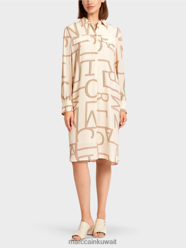 Marc Cain فستان قميص مع حروف MC LVN0D6123 ملابس كريمة