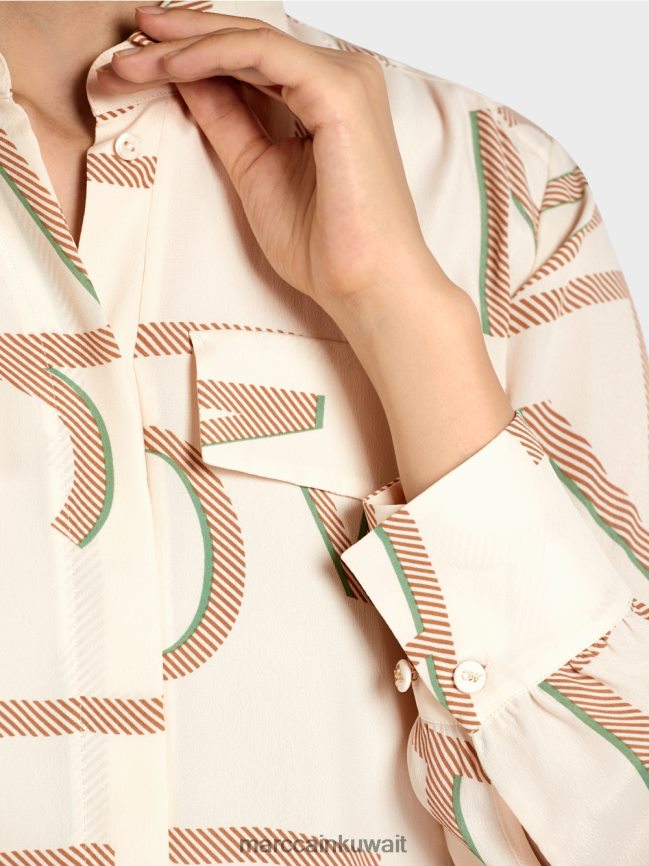 Marc Cain فستان قميص مع حروف MC LVN0D6123 ملابس كريمة