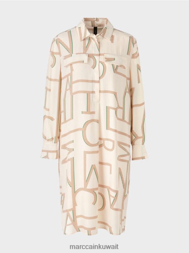 Marc Cain فستان قميص مع حروف MC LVN0D6123 ملابس كريمة