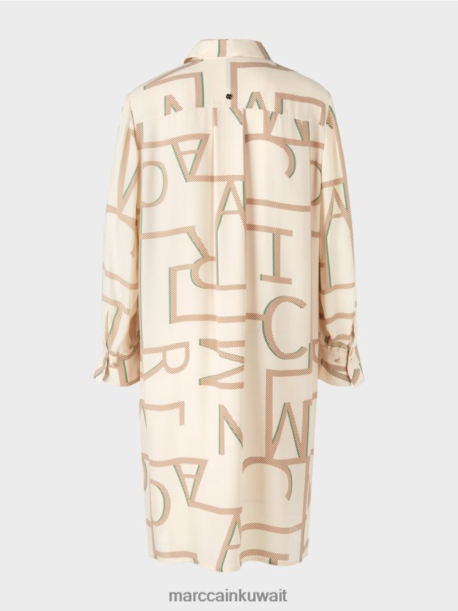 Marc Cain فستان قميص مع حروف MC LVN0D6123 ملابس كريمة