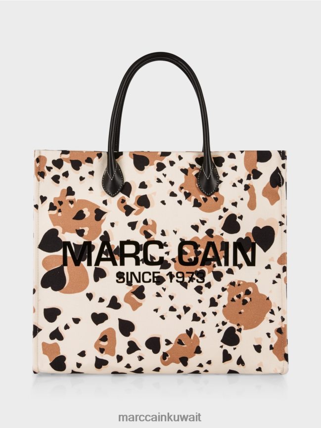 Marc Cain حقيبة يد ليوبارد مع حروف MC LVN0D61550 ملحق كريمة
