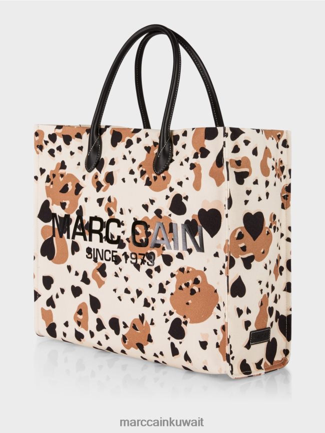 Marc Cain حقيبة يد ليوبارد مع حروف MC LVN0D61550 ملحق كريمة