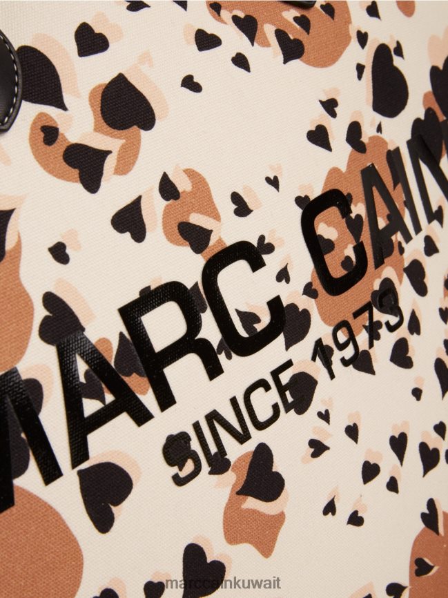 Marc Cain حقيبة يد ليوبارد مع حروف MC LVN0D61550 ملحق كريمة