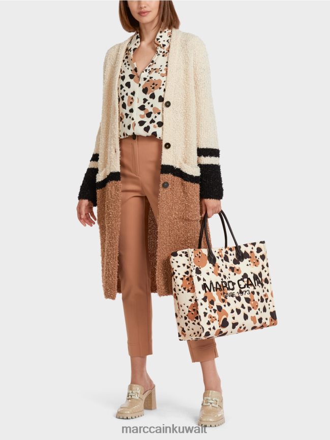 Marc Cain حقيبة يد ليوبارد مع حروف MC LVN0D61550 ملحق كريمة
