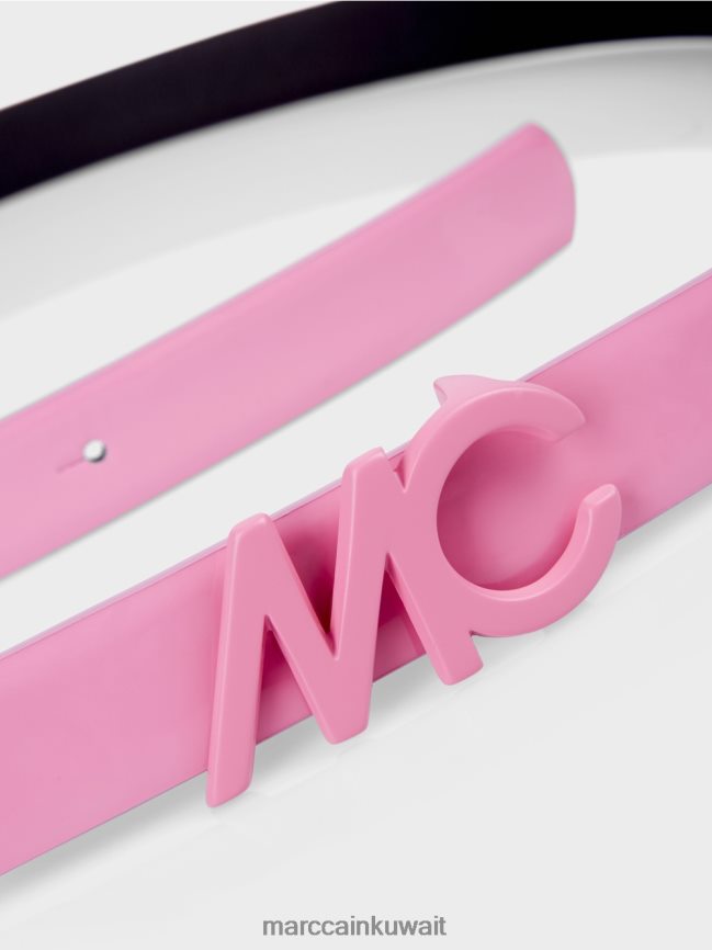Marc Cain حزام ذو وجهين مع شعار MC ملون LVN0D61730 ملحق وردي مشرق