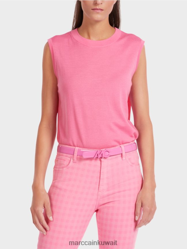 Marc Cain حزام ذو وجهين مع شعار MC ملون LVN0D61730 ملحق وردي مشرق