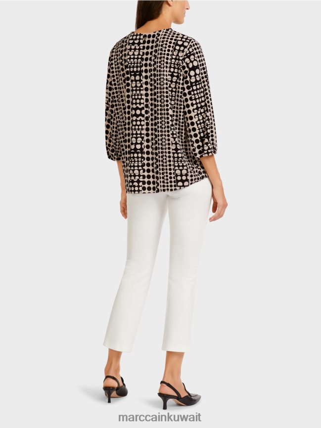 Marc Cain بلوزة على شكل بلوزة مع ياقة على شكل حرف V LVN0D61013 ملابس أسود