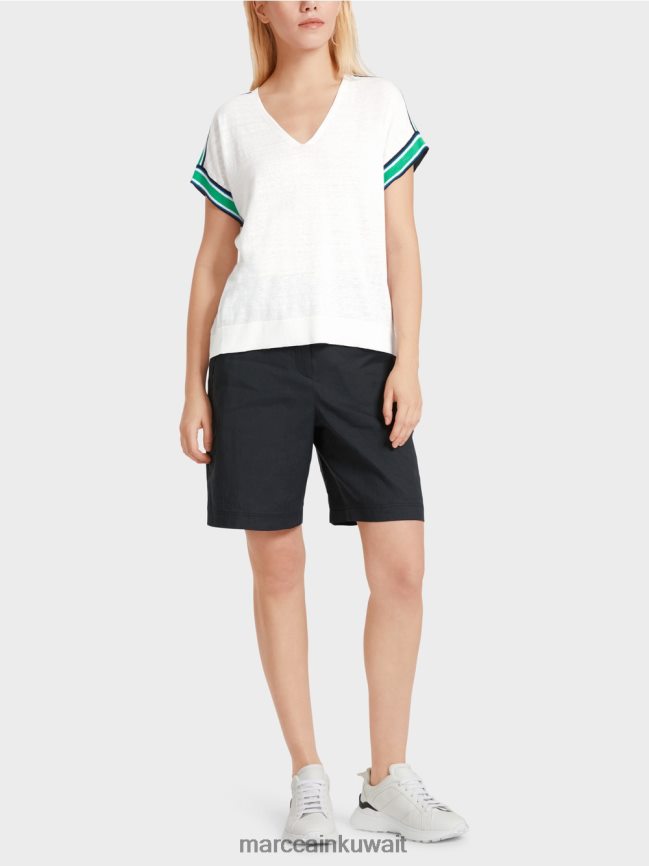 Marc Cain سترة محبوكة كاجوال بياقة على شكل حرف V LVN0D61126 ملابس أبيض