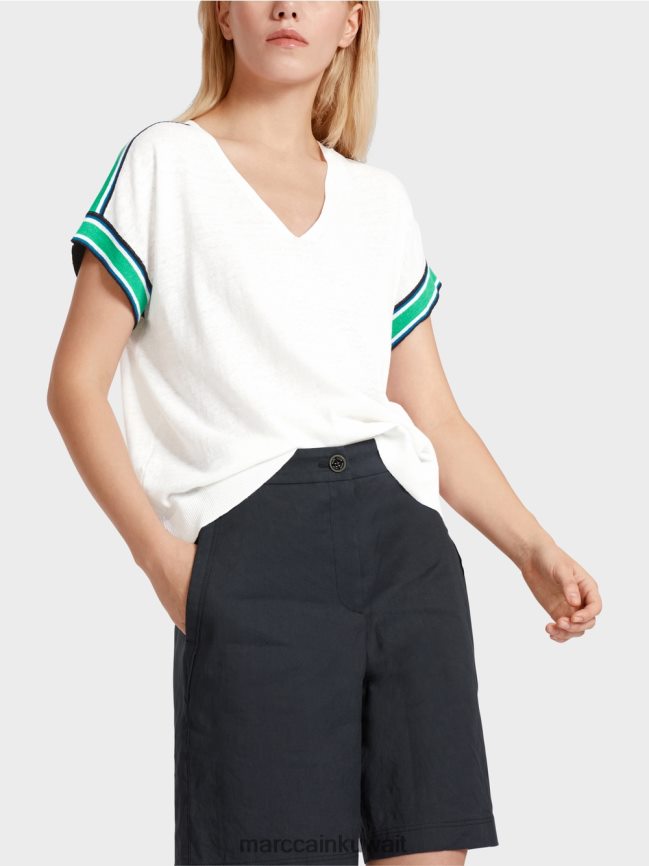 Marc Cain سترة محبوكة كاجوال بياقة على شكل حرف V LVN0D61126 ملابس أبيض