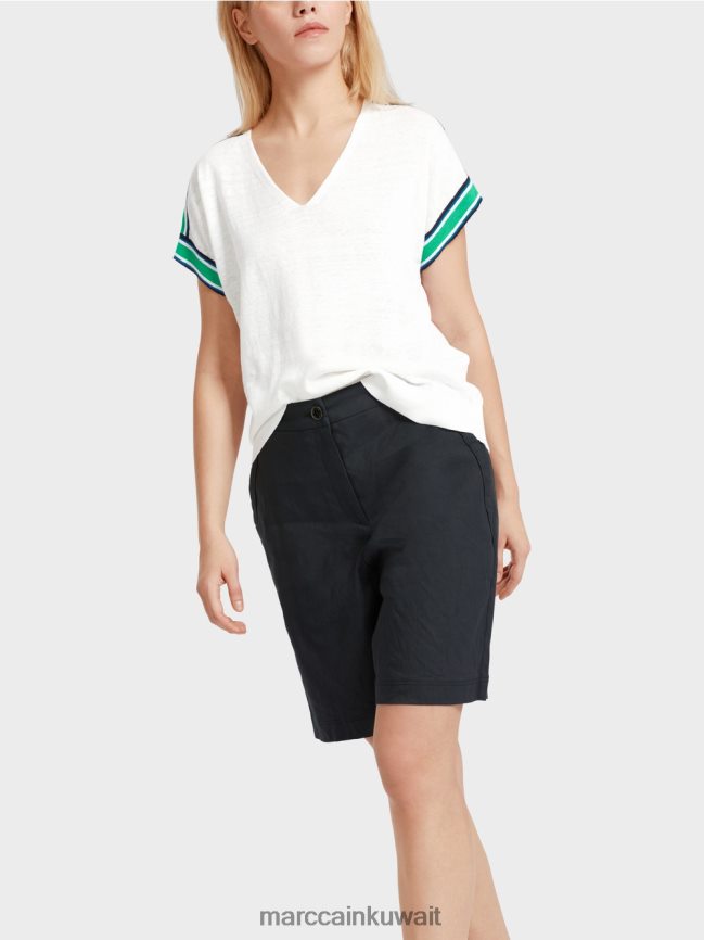 Marc Cain سترة محبوكة كاجوال بياقة على شكل حرف V LVN0D61126 ملابس أبيض