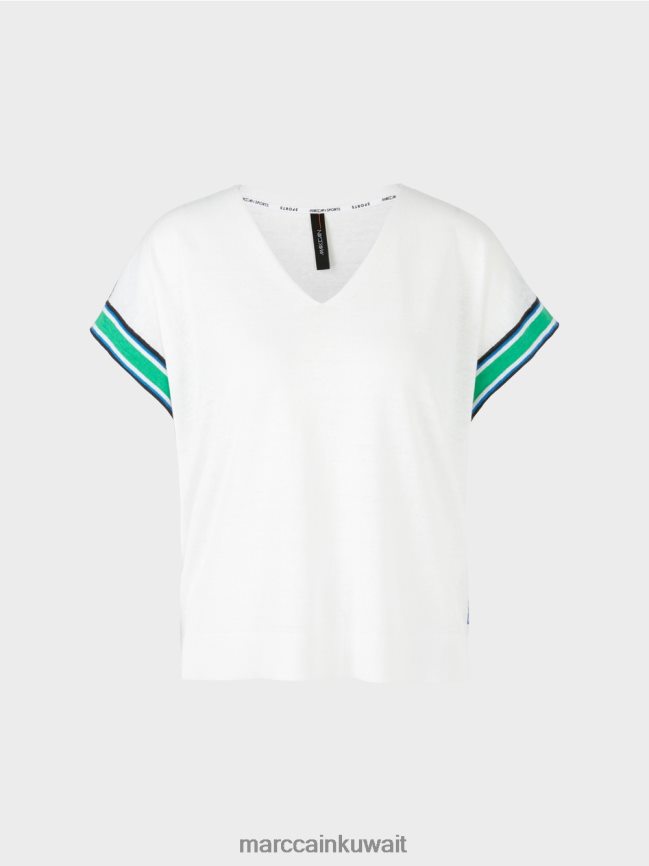 Marc Cain سترة محبوكة كاجوال بياقة على شكل حرف V LVN0D61126 ملابس أبيض