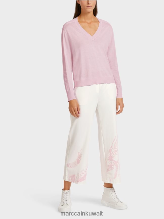 Marc Cain سترة أنيقة متماسكة على شكل حرف V LVN0D61156 ملابس الخزامى الخفيف