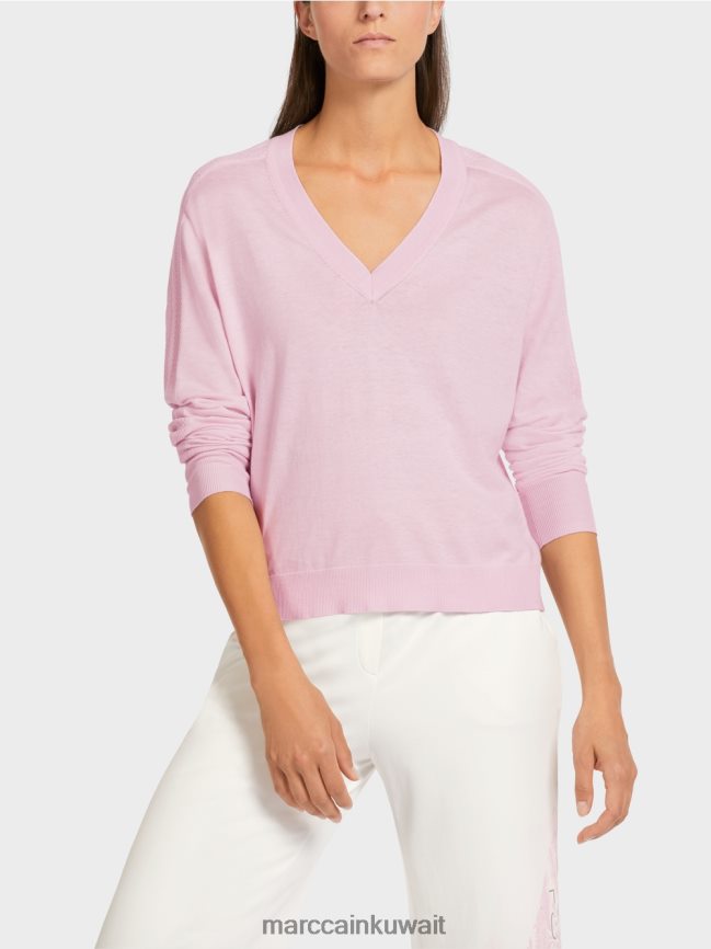 Marc Cain سترة أنيقة متماسكة على شكل حرف V LVN0D61156 ملابس الخزامى الخفيف