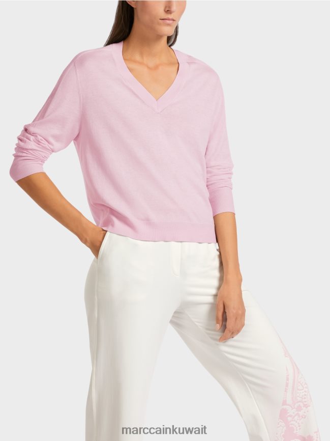 Marc Cain سترة أنيقة متماسكة على شكل حرف V LVN0D61156 ملابس الخزامى الخفيف