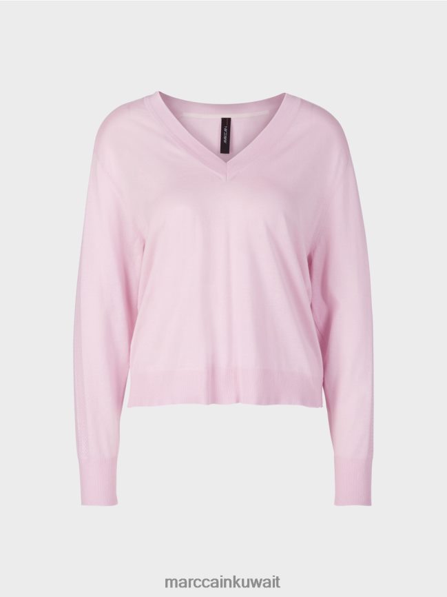 Marc Cain سترة أنيقة متماسكة على شكل حرف V LVN0D61156 ملابس الخزامى الخفيف