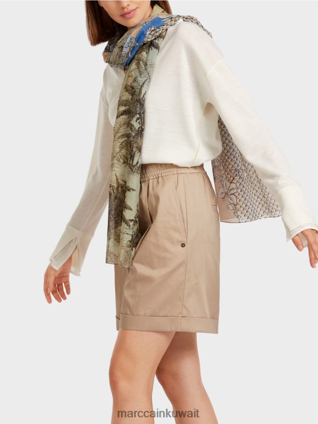 Marc Cain سترة محبوكة رقيقة مع الرقبة على شكل حرف V LVN0D61158 ملابس أبيض مصفر