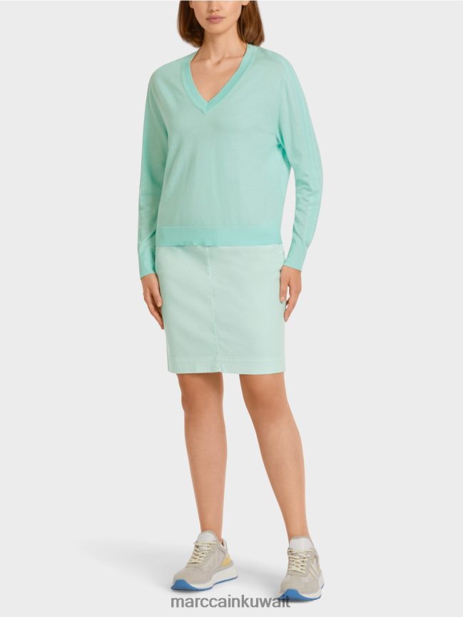 Marc Cain سترة أنيقة متماسكة على شكل حرف V LVN0D61170 ملابس كوة ناعمة