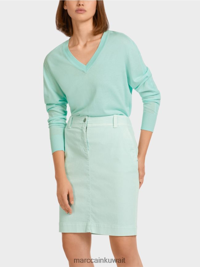 Marc Cain سترة أنيقة متماسكة على شكل حرف V LVN0D61170 ملابس كوة ناعمة