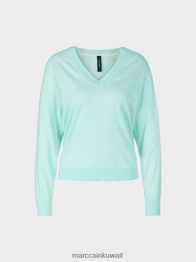 Marc Cain سترة أنيقة متماسكة على شكل حرف V LVN0D61170 ملابس كوة ناعمة