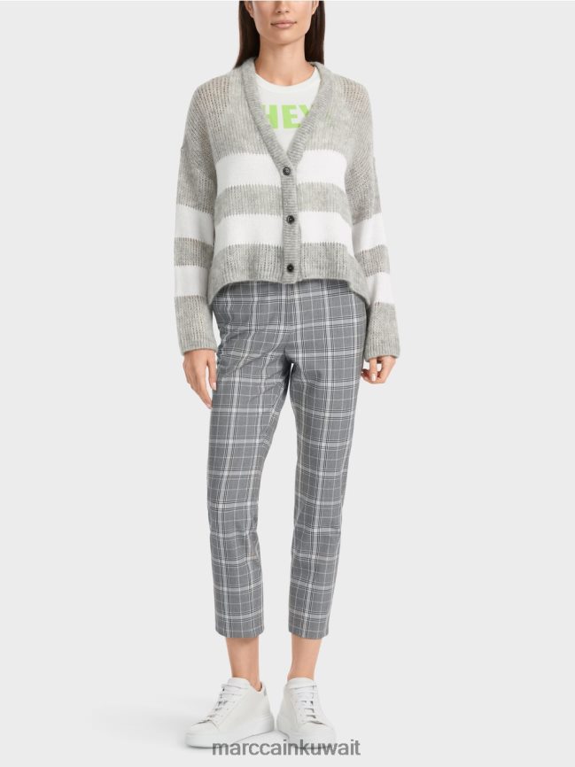 Marc Cain كارديغان على شكل حرف V "محبوك في ألمانيا" LVN0D6327 ملابس الرمادي الفضي