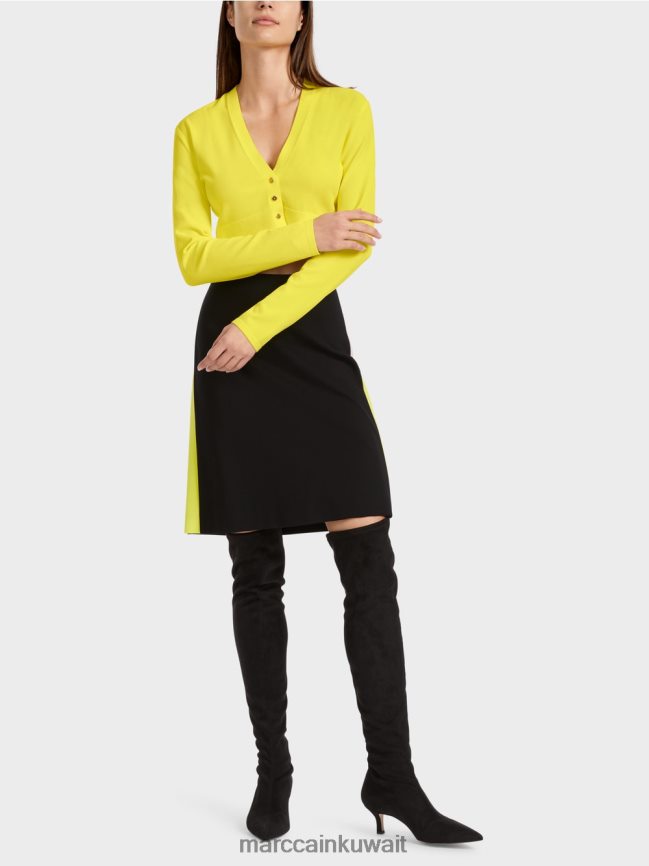 Marc Cain كارديغان بياقة على شكل حرف V "إعادة التفكير معًا". LVN0D6349 ملابس ليمون ناعم