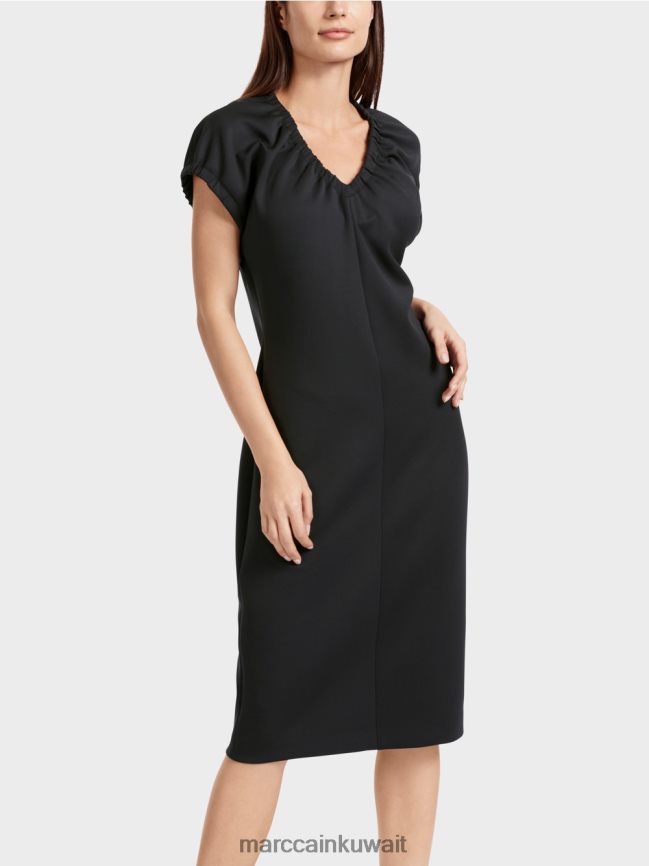 Marc Cain فستان مجهز برقبة على شكل حرف V LVN0D634 ملابس أسود