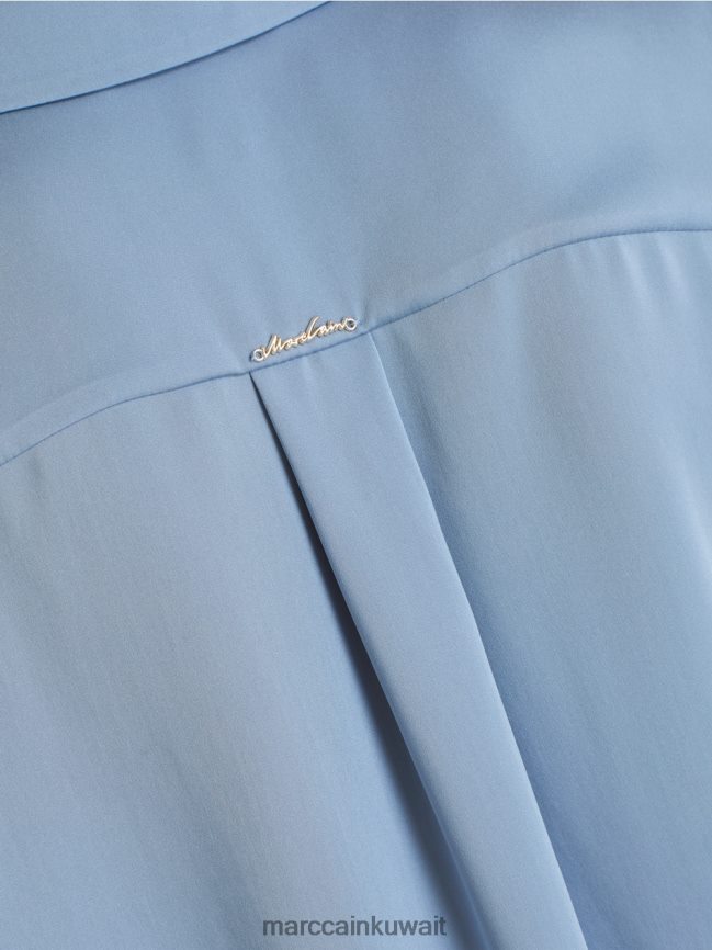 Marc Cain بلوزة قميص كلاسيكية بياقة على شكل حرف V LVN0D6859 ملابس سماء الصيف المظلمة