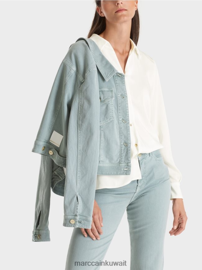 Marc Cain بلوزة قميص كلاسيكية بياقة على شكل حرف V LVN0D6884 ملابس أبيض مصفر