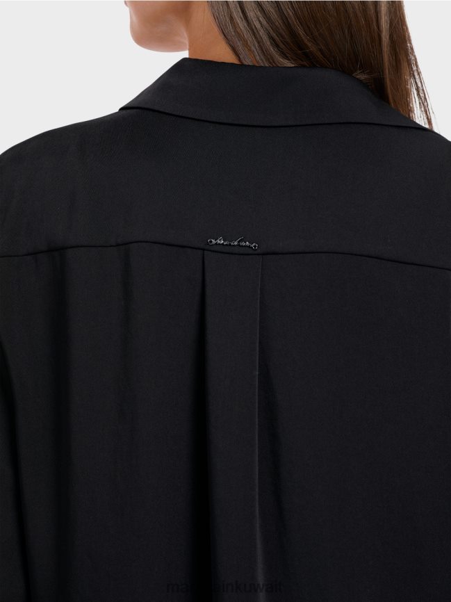 Marc Cain بلوزة قميص كلاسيكية بياقة على شكل حرف V LVN0D6889 ملابس أسود