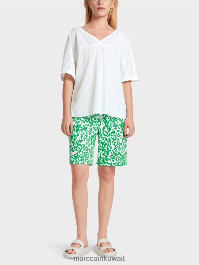 Marc Cain بلوزة بياقة على شكل حرف V "إعادة التفكير معًا LVN0D6922 ملابس أبيض