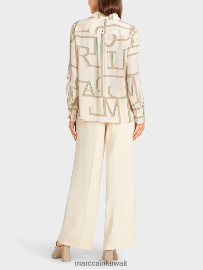 Marc Cain بلوزة بتصميم حروف mc LVN0D6999 ملابس كريمة