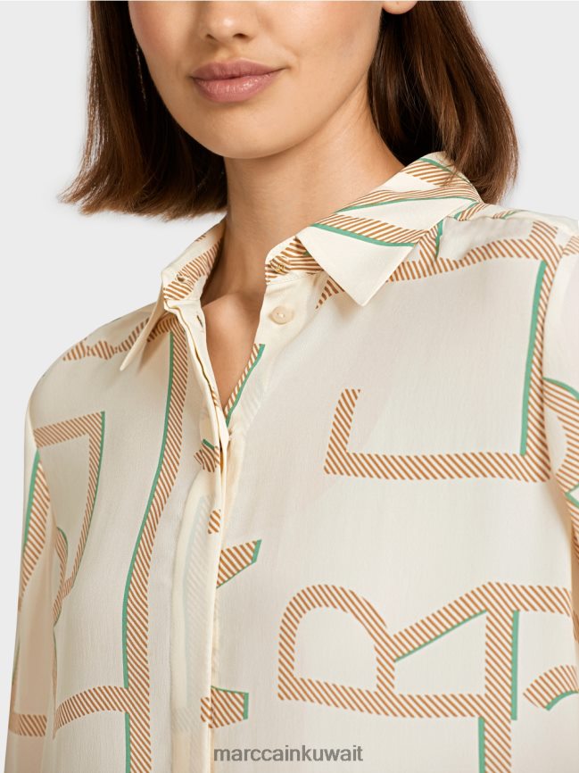 Marc Cain بلوزة بتصميم حروف mc LVN0D6999 ملابس كريمة