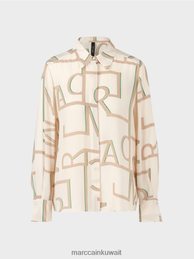 Marc Cain بلوزة بتصميم حروف mc LVN0D6999 ملابس كريمة