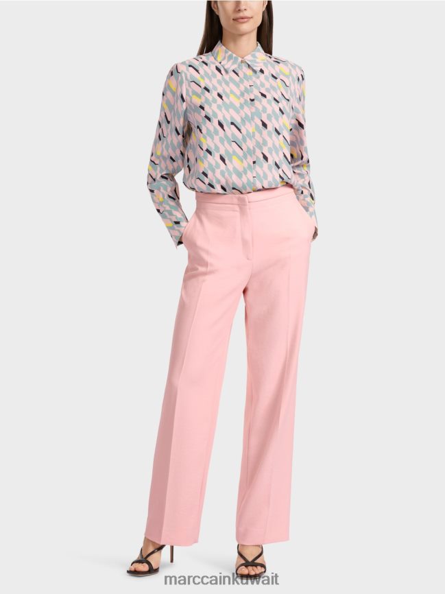 Marc Cain بنطال مجعد واسع الساق من wukari LVN0D6584 ملابس مسحوق وردي ناعم