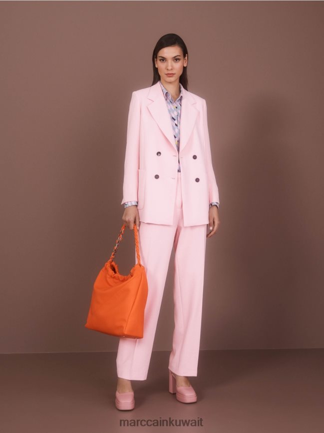 Marc Cain بنطال مجعد واسع الساق من wukari LVN0D6584 ملابس مسحوق وردي ناعم