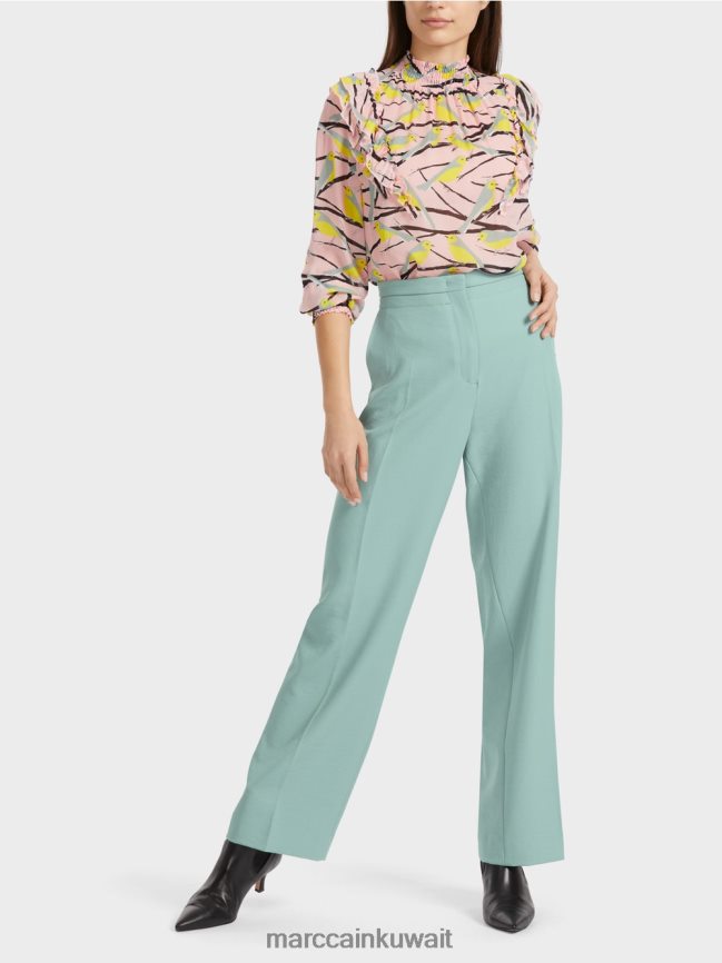 Marc Cain بنطال مجعد واسع الساق من wukari LVN0D6590 ملابس السماء الزرقاء الداكنة